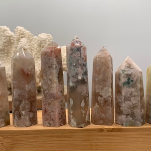 Flower Agate • Flower Agate Towers • FLOWER AGATE Points • Flower Agate Obelisks • Cherry Blossom Agates