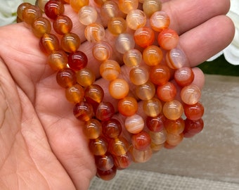 Handmade Carnelian Bracelet: Red Banded Agate Crystal Jewelry