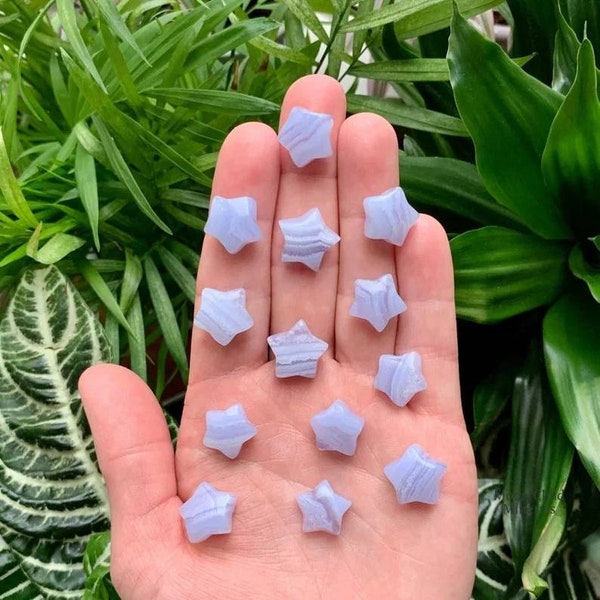 Blue Lace Agate - Mini Blue Lace Agate Stars • Blue Lace Agate Minis • Mini Blue Lace Agate Angel • Small Crystal Carvings • Blue Lace Agate