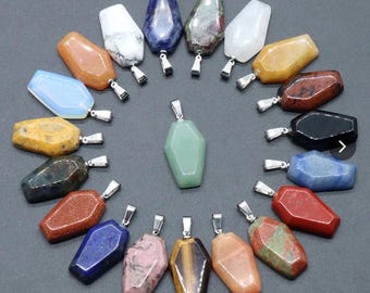 Coffin Style Crystal Pendants with Chain Included