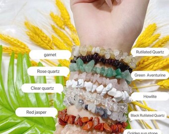 Crystal Bracelets • A Variety of Crystal Chip Bracelets • Genuine Crystals • Handmade Bracelets • Homemade Crystal Pebble Bracelets • Reiki