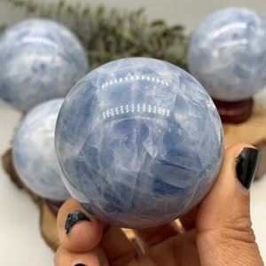 BLUE CALCITE  • Polished Blue Calcite Spheres • Celestite • Celestine • Real Crystals • Large Crystals • Large Blue Calcite Crystal Ball •