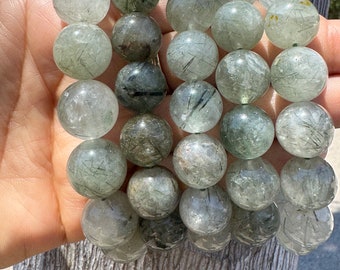 Green Rutile Quartz Bracelet • Green Rutilated Bracelets  • Green Rutile Bracelets • Crystal Jewelry • Green Rutile • Green Rutilated Quartz