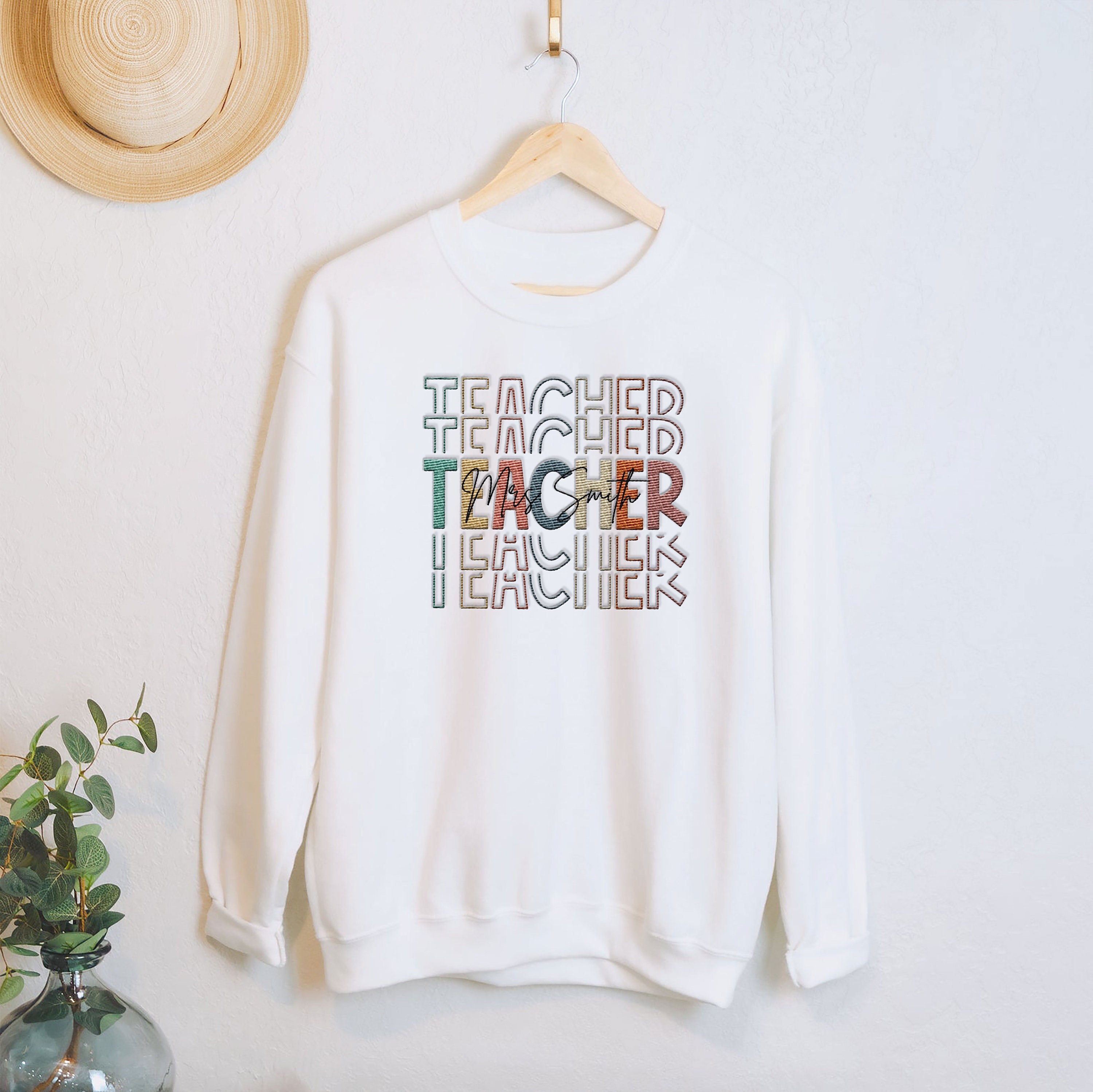 Personalized Name Teacher Sweatshirt Teacher Life Sweatshirt Etsy