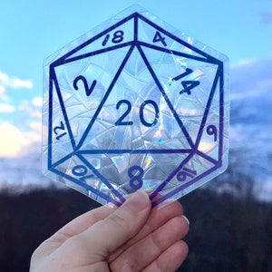 20 Sided Die Suncatcher Window Cling | Cast D20 Rainbows in your Home from any Window