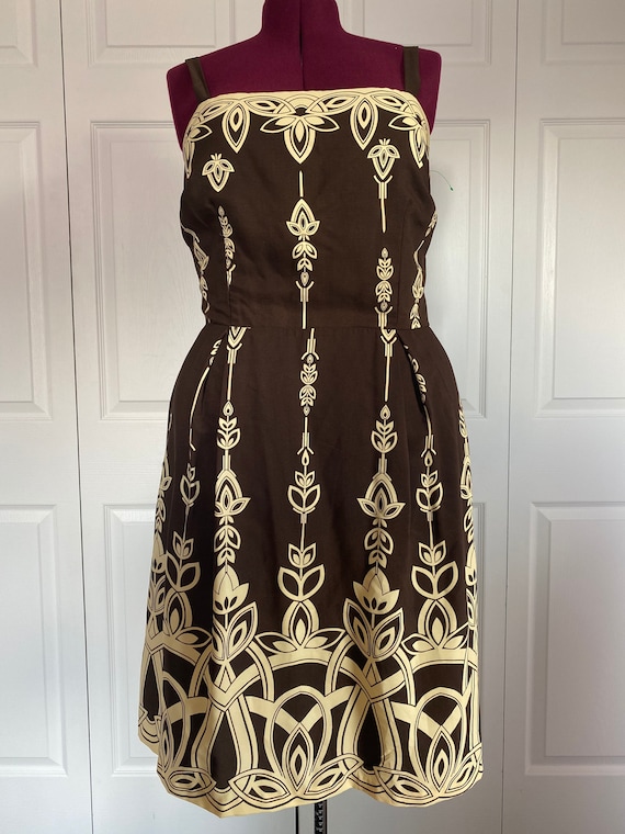 Brown Retro Plus Size Dress