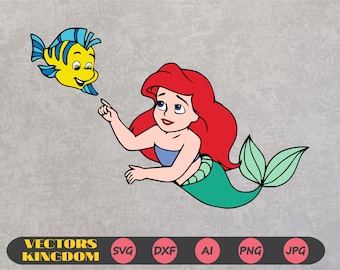 Ariel svg, Baby Ariel svg, Mała Syrenka svg, Księżniczka z kreskówek svg, Ariel plik do cięcia, Ariel Syrenka svg, plik svg dla cricut