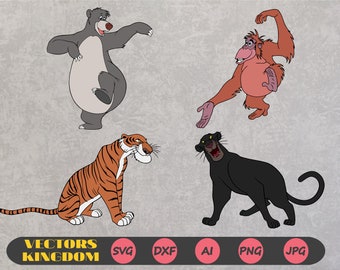 Jungle Book svg, Mowgli svg, Baloo svg, Bagheera svg, Shere Khan svg, King Louie svg, Jungle Book clipart, svg file for cricut, Mowgli png