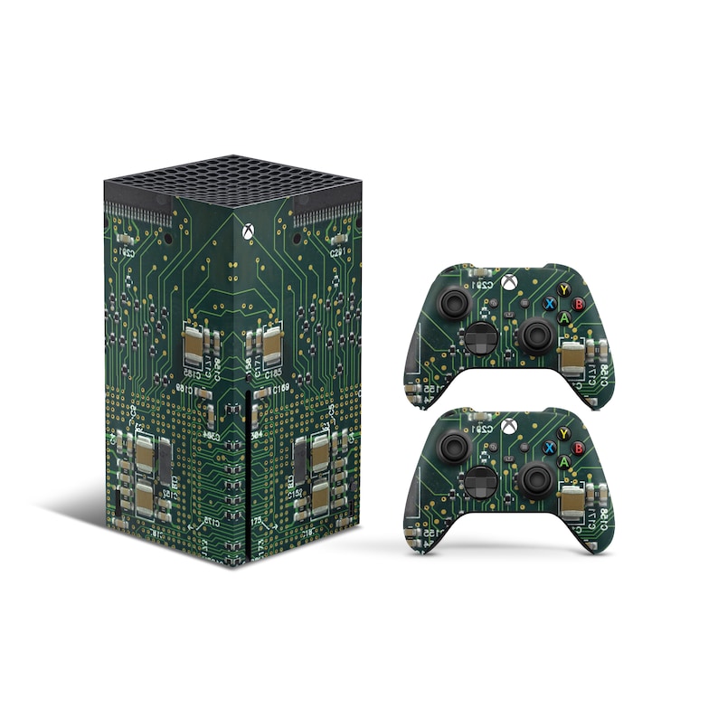 Skins Xbox Series X  Electrical Circuit theme Full Body Cover and Controller
