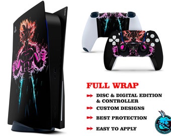 DragonBall PS5 Skin, Bola de drac Anime PlayStation Controller & Console Cover Wrap Decal Sticker, Japanese Anime PS5 Faceplate Skin, Vinyl