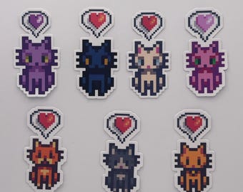 Cat with Heart Emote Stickers, Stardew Valley, Gamer, Cute Game Stickers, Vinyl
