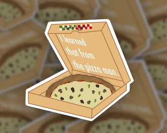 Supernatural Sticker, I Learned It From The Pizza Man, Castiel, Vinyl Sticker, Water Resistant