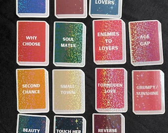 Book Trope Stickers, Stickers for Kindle, Water Bottle, Laptop, Holographic Vinyl Stickers