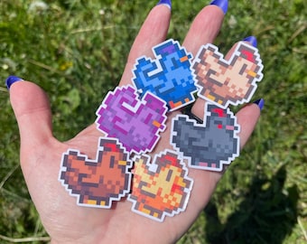 Pegatinas de Stardew Valley, Pollo, Simulación de granja, Gamer, Vinilo