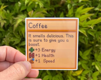 Stardew Valley Sticker, Coffee lover, Gamer, Vinyl Sticker, Water Resistant,