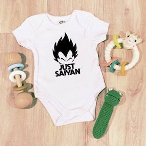 Dragonball Z Vegeta Just Saiyan Cute Printed Baby Onesie / Bodysuit / Romper / Anime Manga Japanese Kawaii / Shower Gift / Mom / Dad / Funny