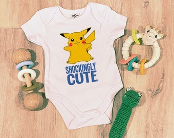 Pikachu Shockingly Cute Pokemon Printed Baby Onesie / Bodysuit / Romper / Anime Manga Japanese Kawaii / Shower Gift / Mom / Mum / Mother