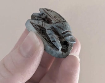 Piedra de escarabajo azul tallada a mano, herramienta de altar egipcia, misticismo adivinatorio