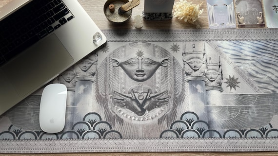 Egyptian Goddess Hathor Desk Mat for your Altar or Tarot Reading | Etherial Decor.
