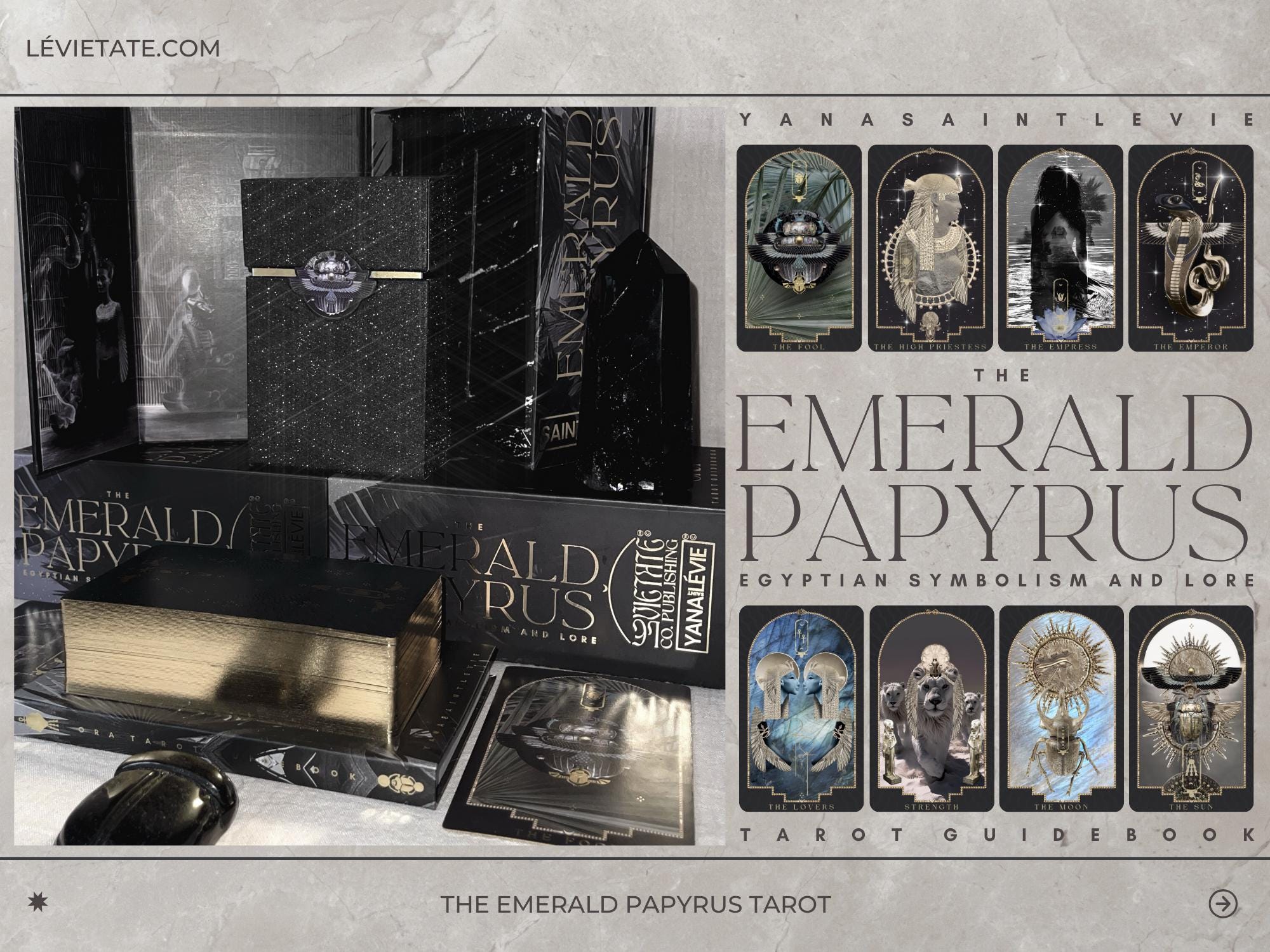 Emerald Papyrus Tarot Card Deck | Egyptian Symbolism | Glyphic Symbols Charms and Talismans | Goddess Archetypes | Mythology and Lore