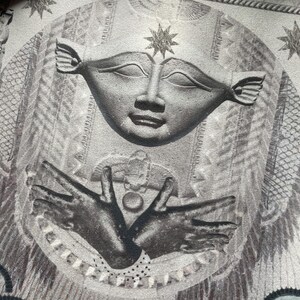 Egyptian Goddess Hathor desk mat beautifully packaged, ready to transform your sacred space. Unbox this unique, handcrafted mat featuring vibrant artwork by Yana Saint Levie, perfect for tarot readings, altar decor, or as a spiritual desk accessory.
