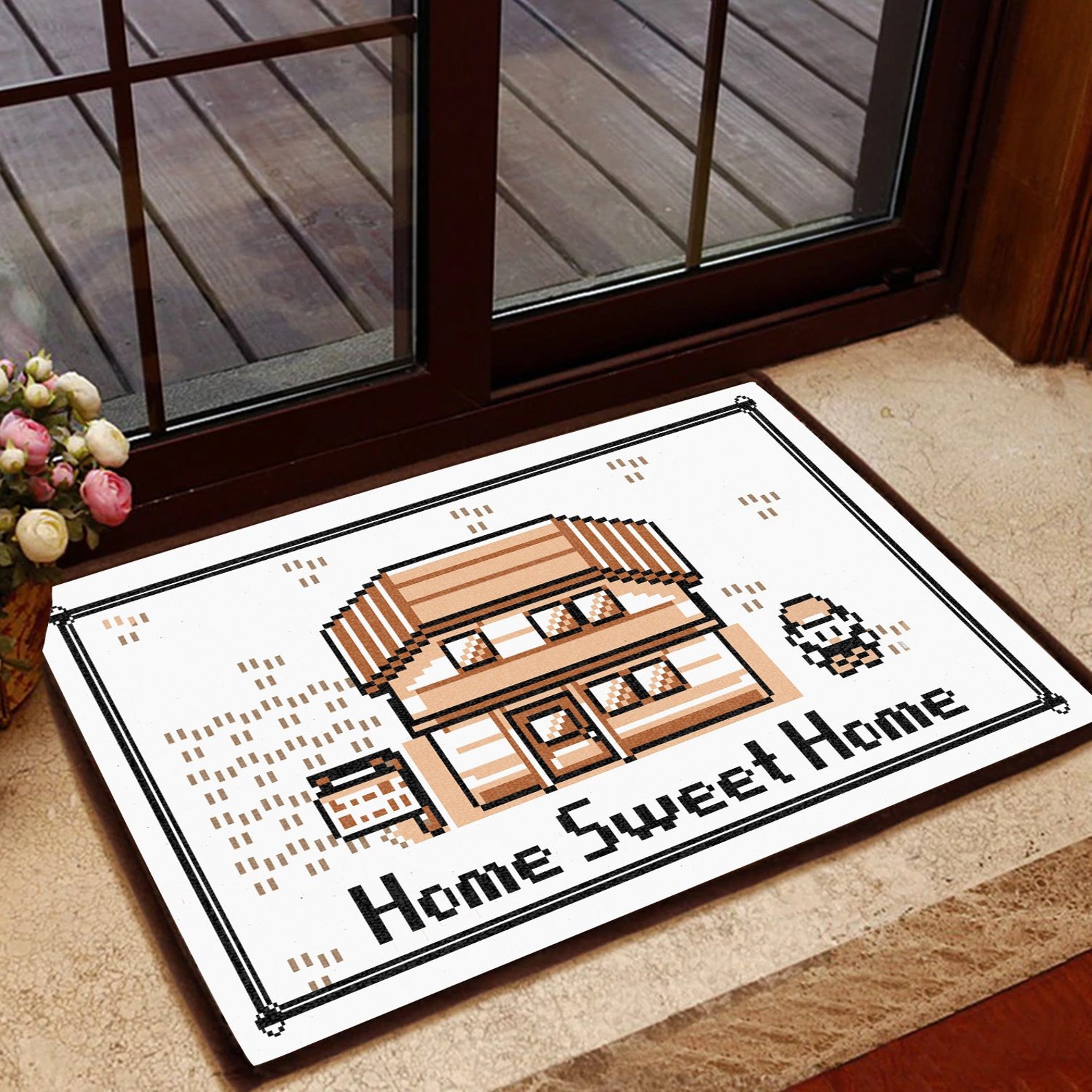 Home Sweet Home Doormat Lego Style Brown House Doormat Etsy