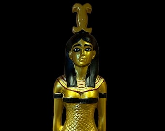 Statua in pietra della dea Neith realizzata a mano – Decorazione egizia, 32 cm