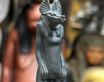 Anubis-Egyptian god of mummification,protection-statue,amulet handcrafted schist stone-sculpture Egyptian-god,diety-Egypt mythology,religion