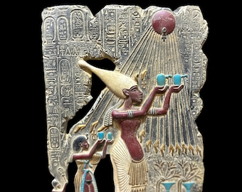 Lovely relief For Akhenaten and his family-make offering the sun god Atun-Tell el-Amarna-artistic mural-Replica-Handmade-Egyptian antiques
