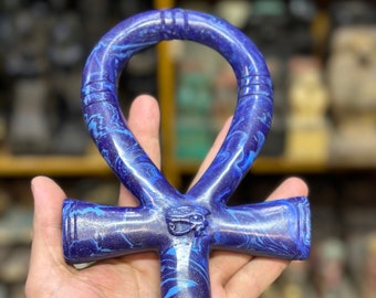 Marvelous Blue Egyptian Key of life-Hand made unique simple of long life-good luck -ancient Egyptian mythology,Egyptian deities.sculpture