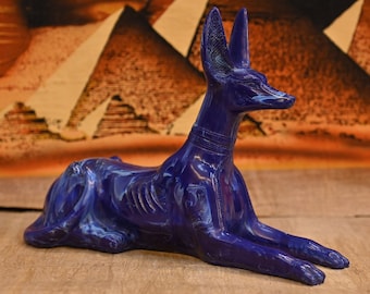 Anubis statue made of lapis lazuli/handicraft/Egyptian pharaonic statues/sculptures/museum piece of the protector of the royal tomb