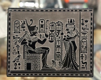 ツタンカーメン　絵　エジプト パピルスに描かれたヴィンテージのツタンカーメン王の絵画