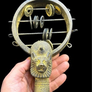 sistrum of the goddess Sekhmet important religious symbol associated with many religious myths-Handcrafted Egyptian antiques-Black Land