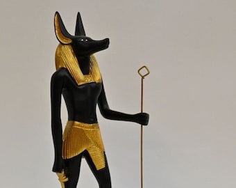 Handmade God Anubis Statue, Egyptian Mythology Sculpture (31cm)