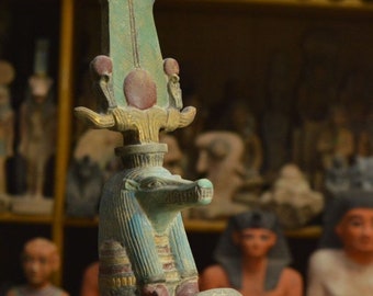 Sobek-Marvelous statue of the Crocodile God of Nile fertility-resurrection-power-Replica-antiques-Egyptian mythology/handcrafted in Egypt