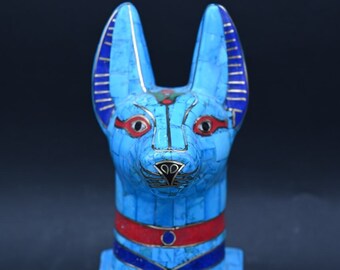 Gemstone Anubis Statue, Egyptian God Replica, Afterlife Decor