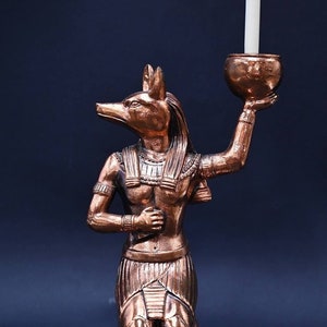 Ancient Egyptian Jackal God Anubis candle holder, Egyptian Anubis god of afterlife.