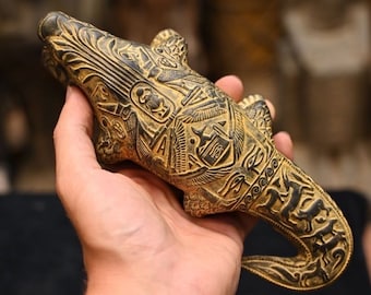 Sobek the Egyptian crocodile/god Sobek-ancient Egyptian gods-handcrafted-ancient Egyptian mythology-sculpture statue/antique-made in Egyp