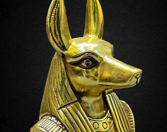 Gold Leaf Anubis Statue - Egyptian God Replica, Museum Art Piece