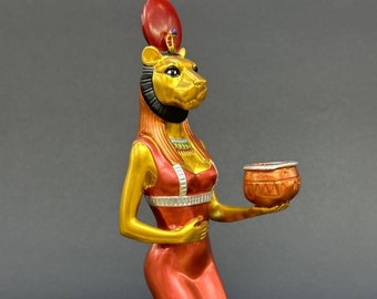 Ancient Egyptian Lion Goddess Sekhmet, Egyptian goddess sekhmet candle holder statue