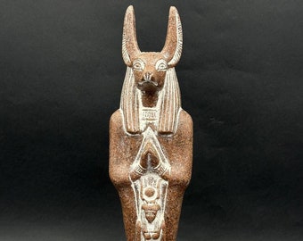 アヌビス像 - 古代エジプトの神アヌビス - ソリッドレッド花崗岩
