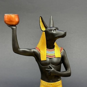 Ancient Egyptian Jackal God Anubis candle holder, Egyptian Anubis god of afterlife.