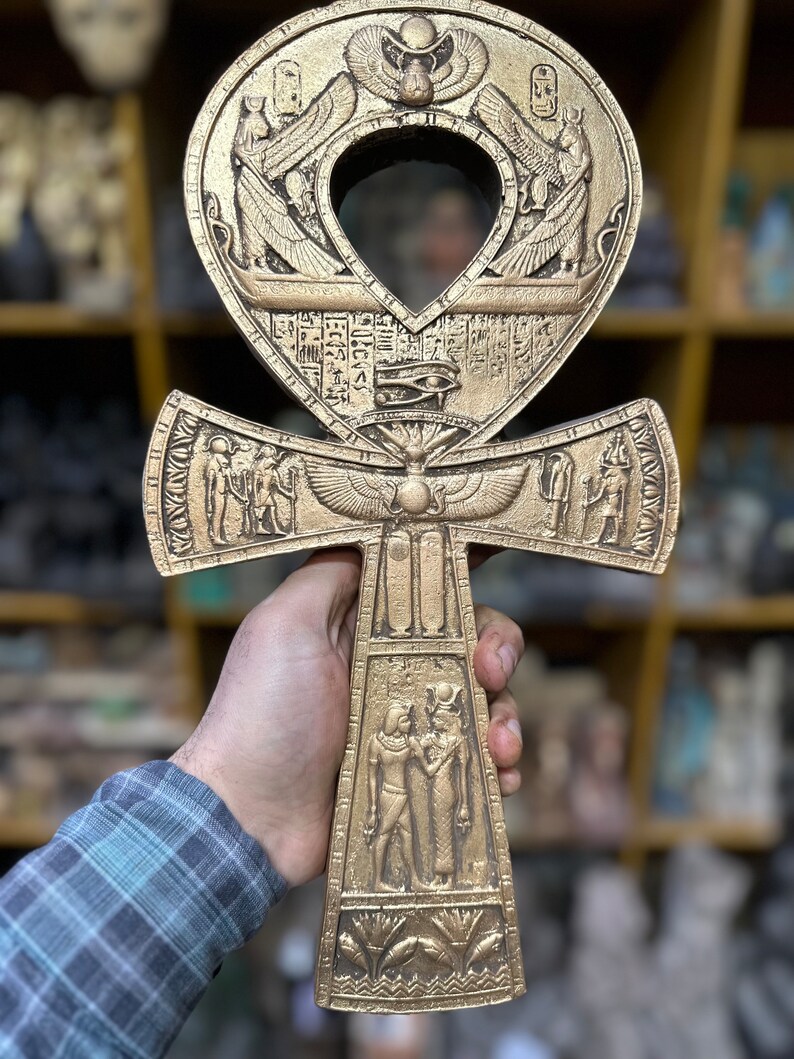 Ankh Ressurection Handmade Egyptian Ankh – Key of Life Sculpture, Ancient Mythology Decor ...