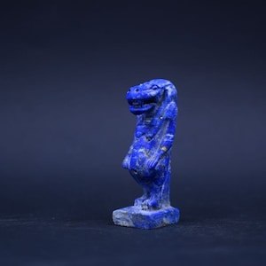 Amulet of Taweret, Amuleto della dea Taweret made of Lapis Lazuli, Handmade Egyptian antiques.