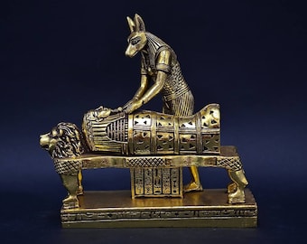 Anubis Statue - Ägyptischer Gott der Mumifizierung, Blattgold Skulptur