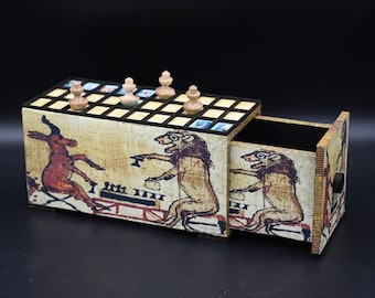 Juego de senet - Juegos del antiguo Egipto - Tablero de senet egipcio - Juego del rey Tutankamón - Mitología egipcia - Artesanía - Antigüedades egipcias