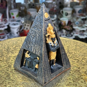 Marvelous Egyptian pyramid-decorated with Temple of King Ramesses-handcrafted-Egyptian sculptures-mythology-archeology