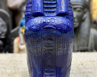 ラピスラズリ アヌビス アヌビス - ミイラ化の神の素晴らしい青いラピスラズリ像 - 守護