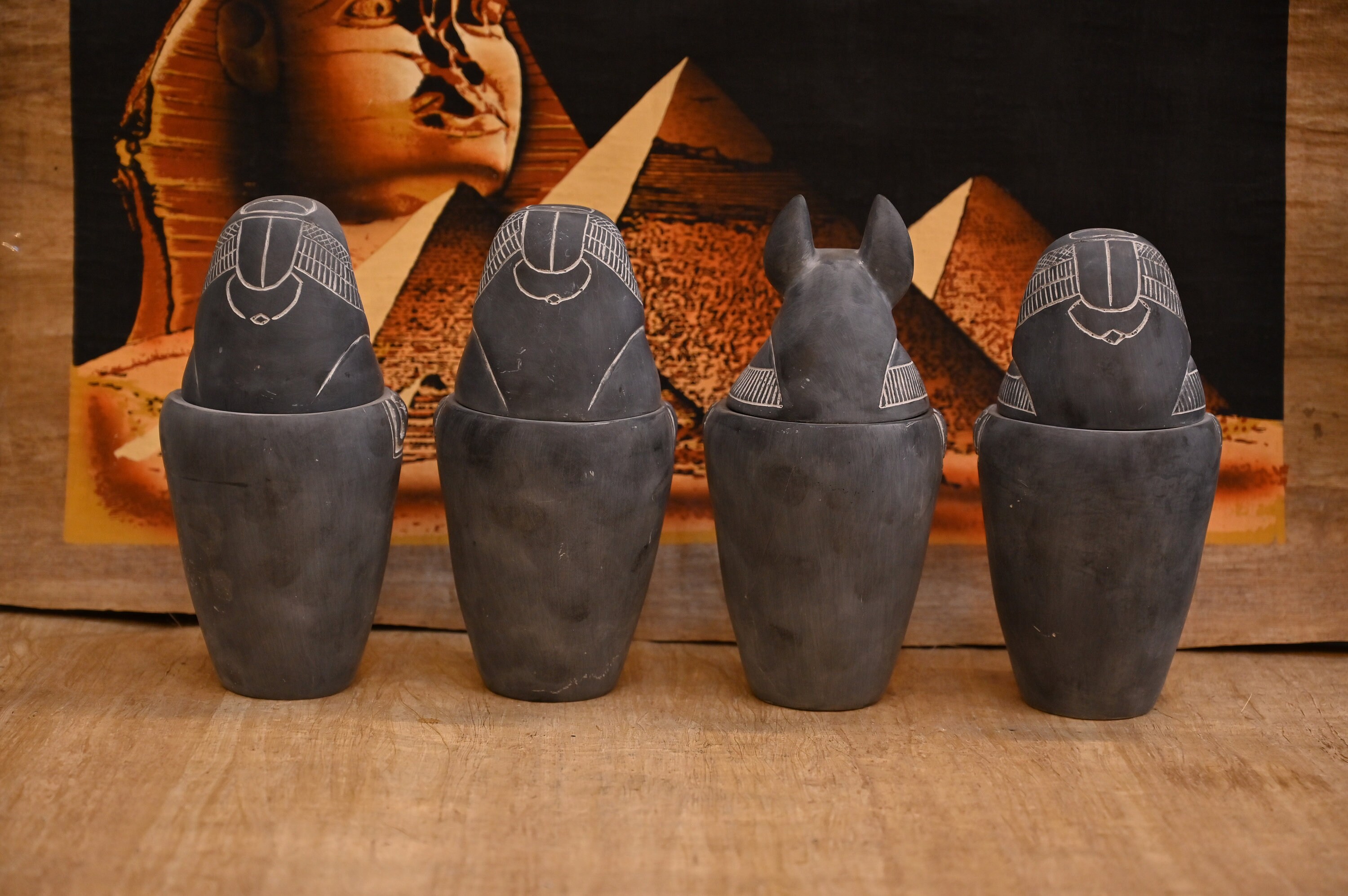 エジプトのカノプス壺：ホルスの4人の息子、石造ミイラの容器 - Etsy 日本