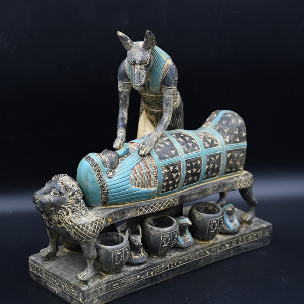 Anubis -fabulous statue of the Egyptian god of mummification-death-protection-sculpture antiques statue-made in Egypt